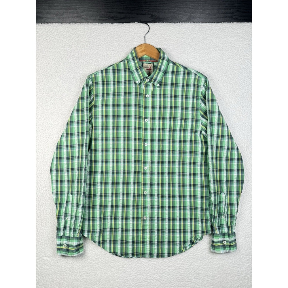 RELWEN Green Plaid Long Sleeve Button Down Shirt Medium